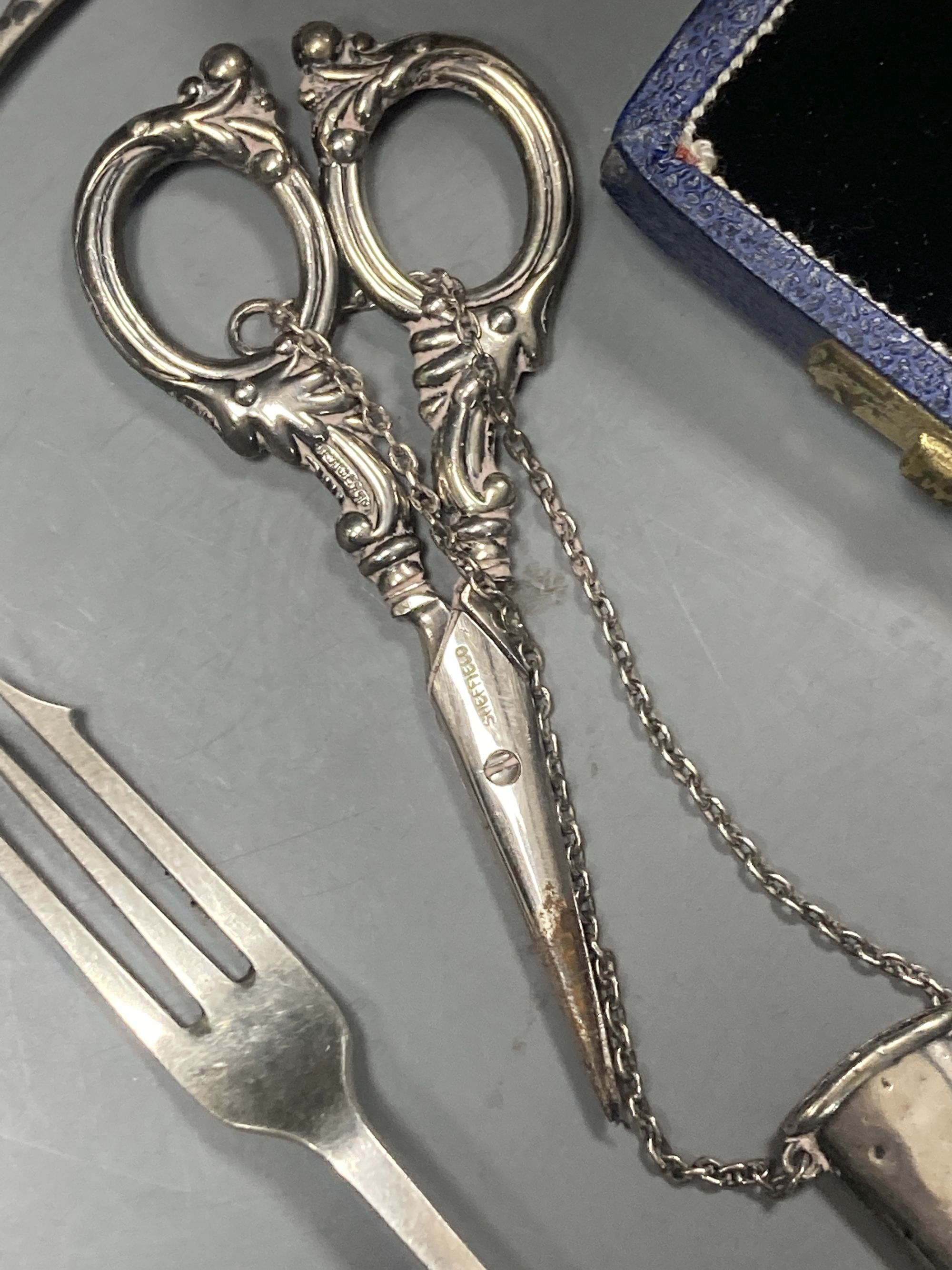 A cased set of six 1950s silver teaspoons, one other incomplete silver set and other flatware.